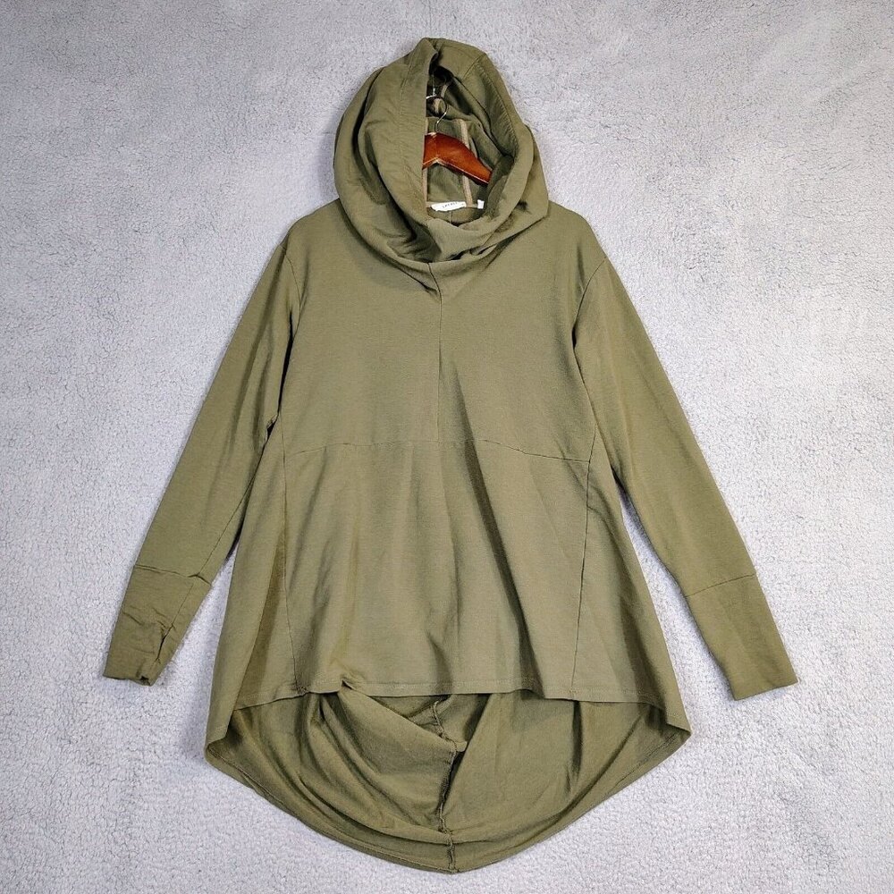 Marcella Firenze Hoodie Women's Small Olive Green Thumbhole High-Low Activewear